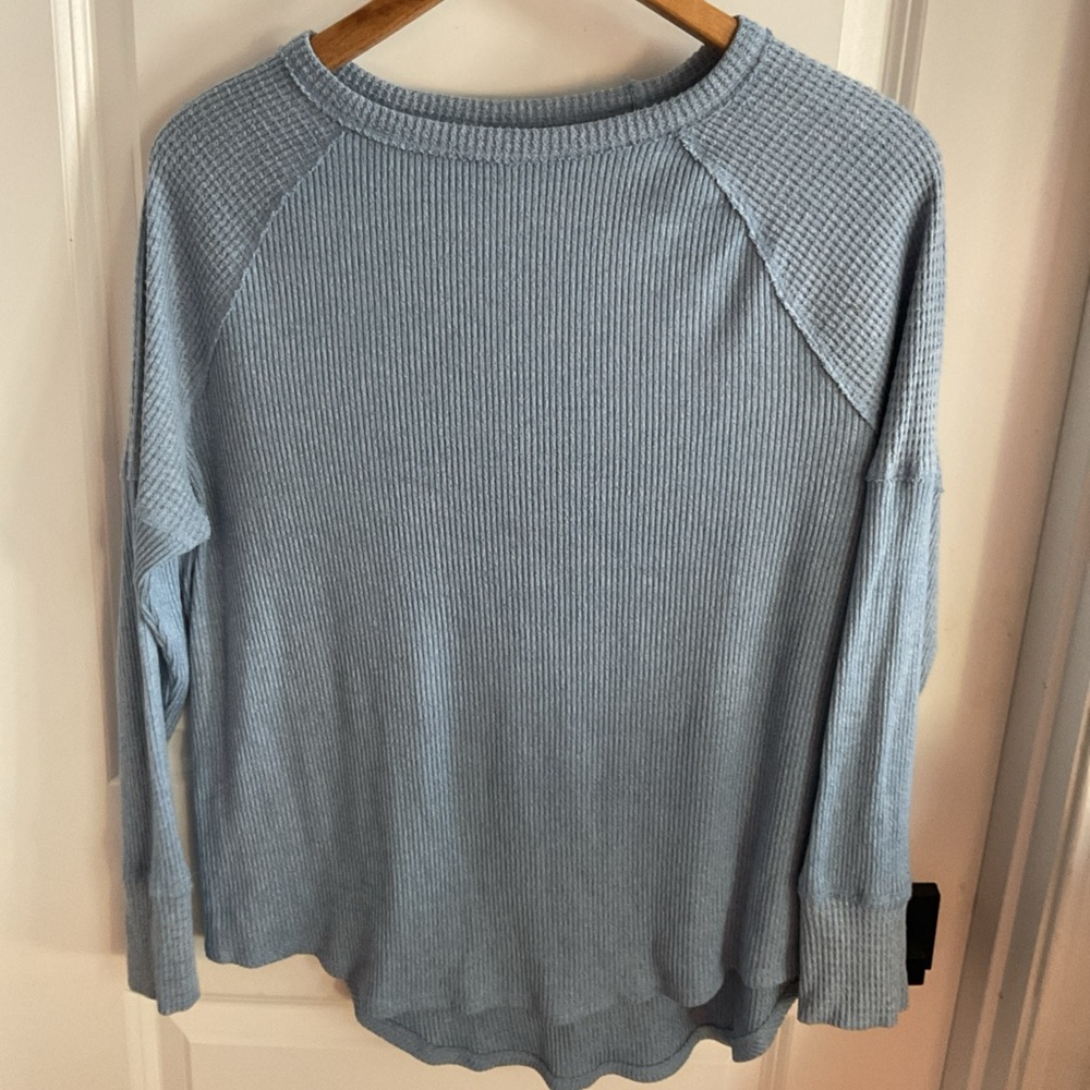 SO - Thermal Long Sleeve Curved Hem Shirt - Blue - Juniors Size Large